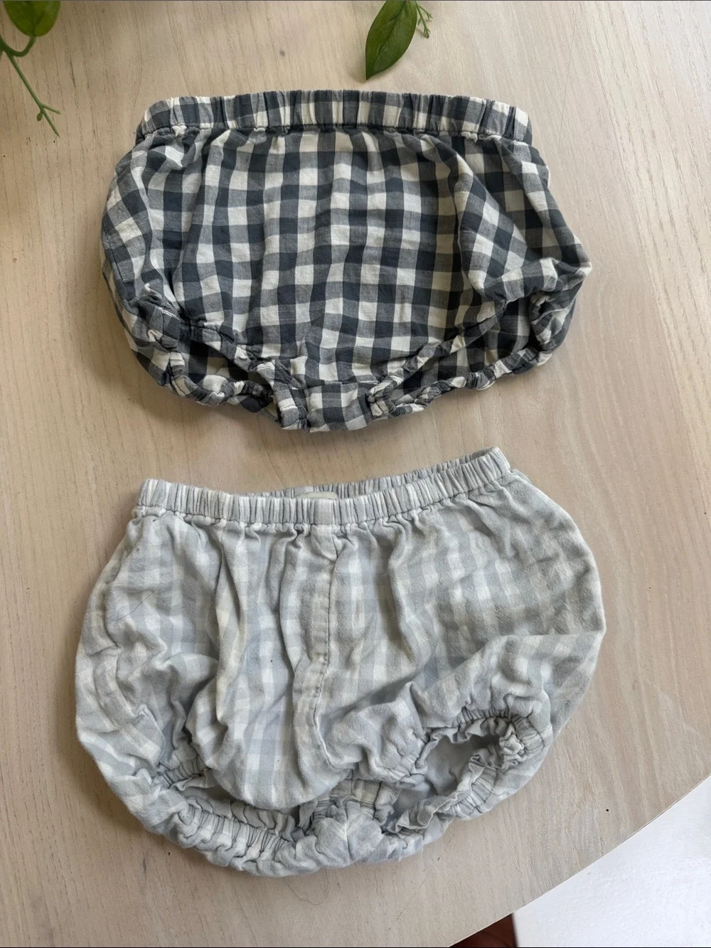 Gingham Diaper Bloomers - Gray & Light Gray